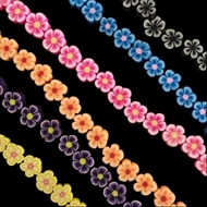 Clayperler blomster - sæt med 6 strenge